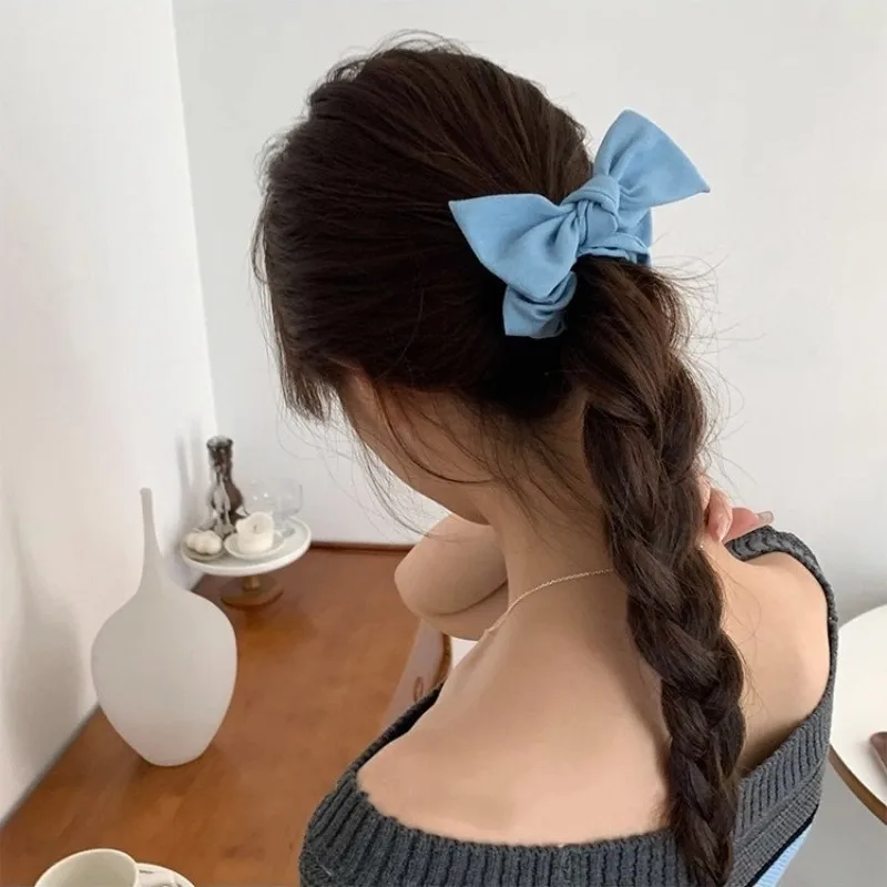 AISHG Korean BowKnot Hair Tie Scrunchies for Women Fashion Long Ribbon Elastic Hair Band Bow Ponytail Ties Girl Hair Accessories