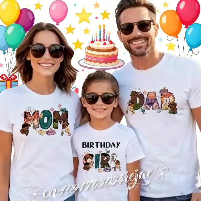 Camiseta de cumpleaños de Moana de Disney, camiseta de Moana, papá, mamá, hermana, Hei Hei y Pua, camiseta de mamá Dada, camisetas familiares de cumpleaños de Moana