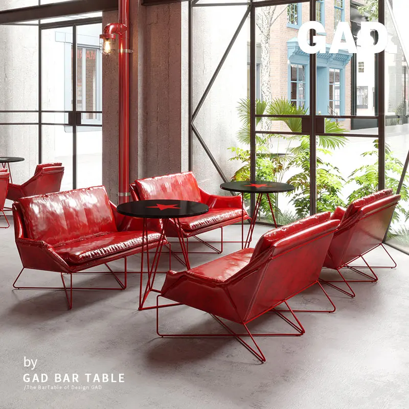 Meeting table and chair combination coffee shop solid wood long table workbench reception