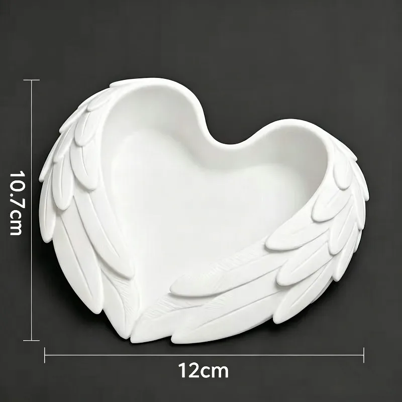 2026 Newest 3D Printed Angel Wing Heart Trinket Tray White Jewelry Storage Dish Desktop Ring Earring Holder Decor Ornament