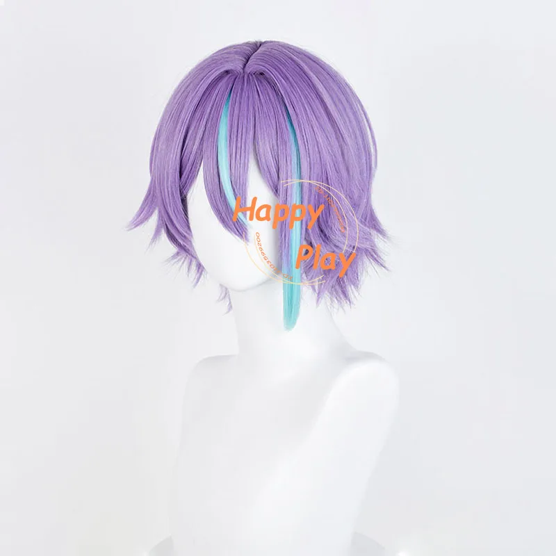 2 Styles Anime Kamishiro Rui Cosplay Wig Blue Purple Mixed Wigs Heat Resistant Synthetic Hair Halloween Unisex Wigs + Wig Cap