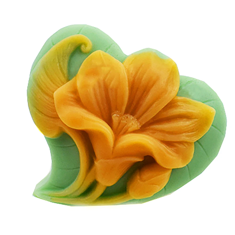 1PCS Love Orchid Embossed Handmade Soap Silicone Mold DIY Car Aromatherapy Gypsum Mold Flip Sugar Cake Baking Grinder