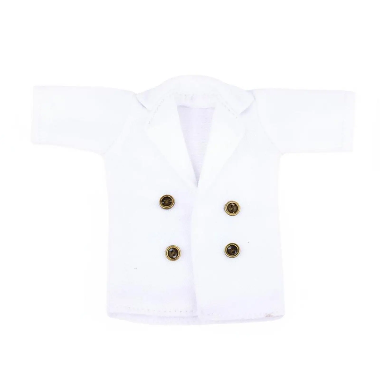 Bjd Doll Overcoat with Decorative Buttons Classic Trench Jacket Miniature Outfit for Ready Dolls