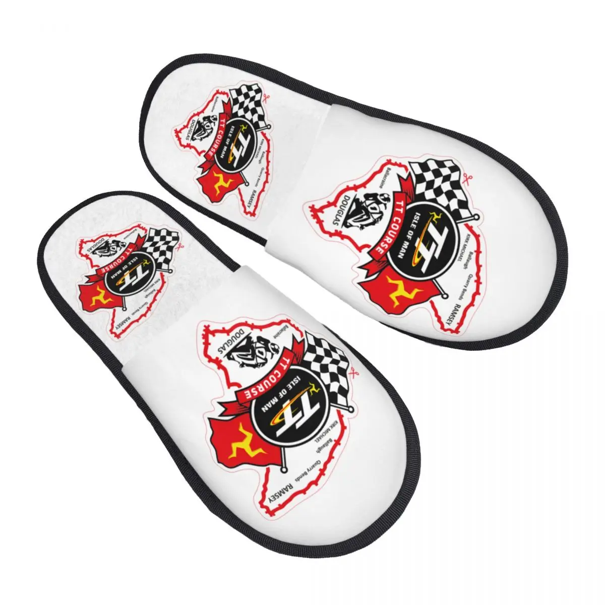 Custom Isle Of Man Tt Racing Guest Slippers for Bedroom Women Motorcycle Sports House Slipper