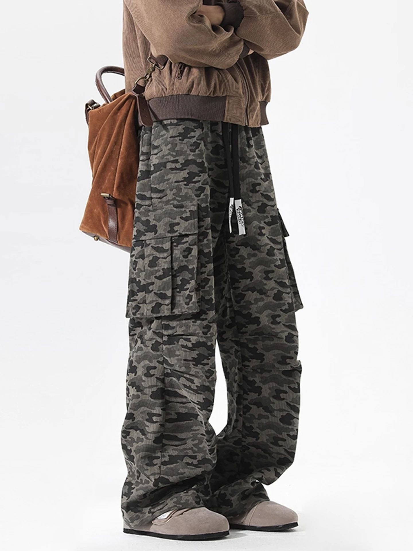 

Corduroy Camouflage Workwear Pants Men's Autumn Trendy Loose Drapey Paratrooper Wide Leg Straight Casual Trousers