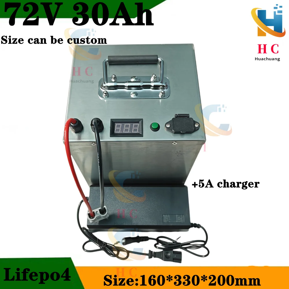 lithium 72v 30ah lifepo4 battery pack deep cycle with BMS 24S for 5000w 3000w bike scooter Tricycle motorcycle +5A charger