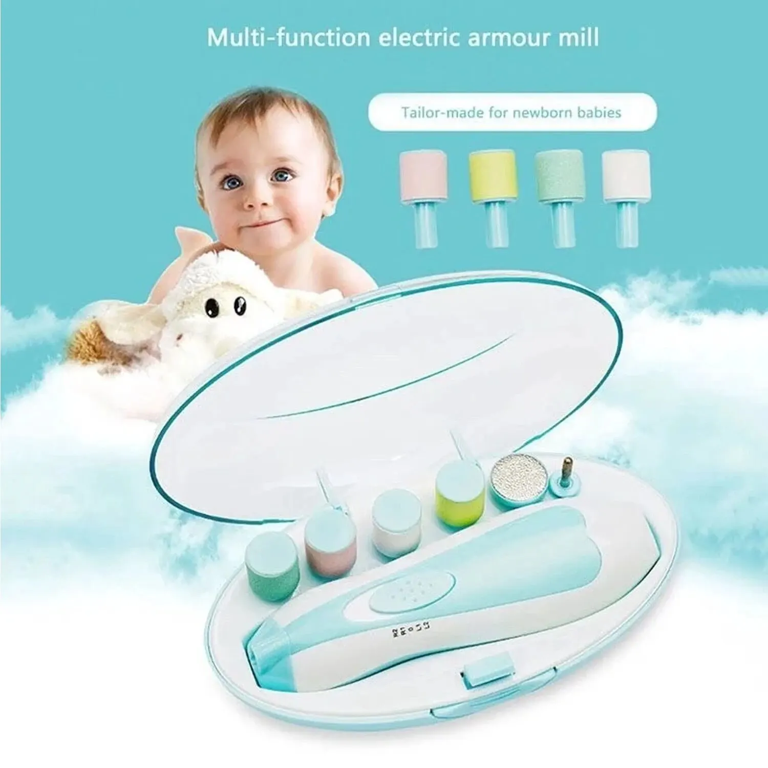 6 in 1 Electric Baby Nail Trimmer Sharpener, Kids Scissors, Baby Nail Care Trimmer Manicure