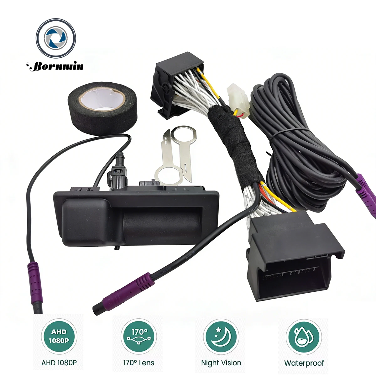 Cámara de Visión Trasera con Trayectoria Dinámica Bornwin Canbus, Compatible con la Unidad MIB2 STD para SEAT Arona 2017~2020