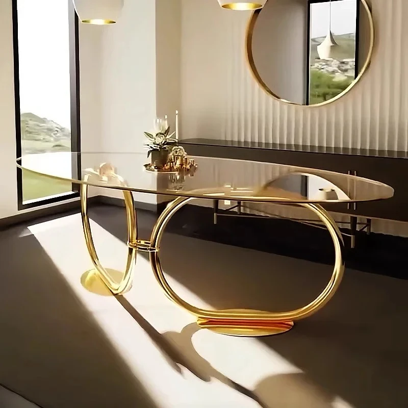X0 Tavolo da pranzo in vetro temperato di lusso leggero italiano nuovo soggiorno piccolo appartamento casa moderna tavolo da pranzo creativo