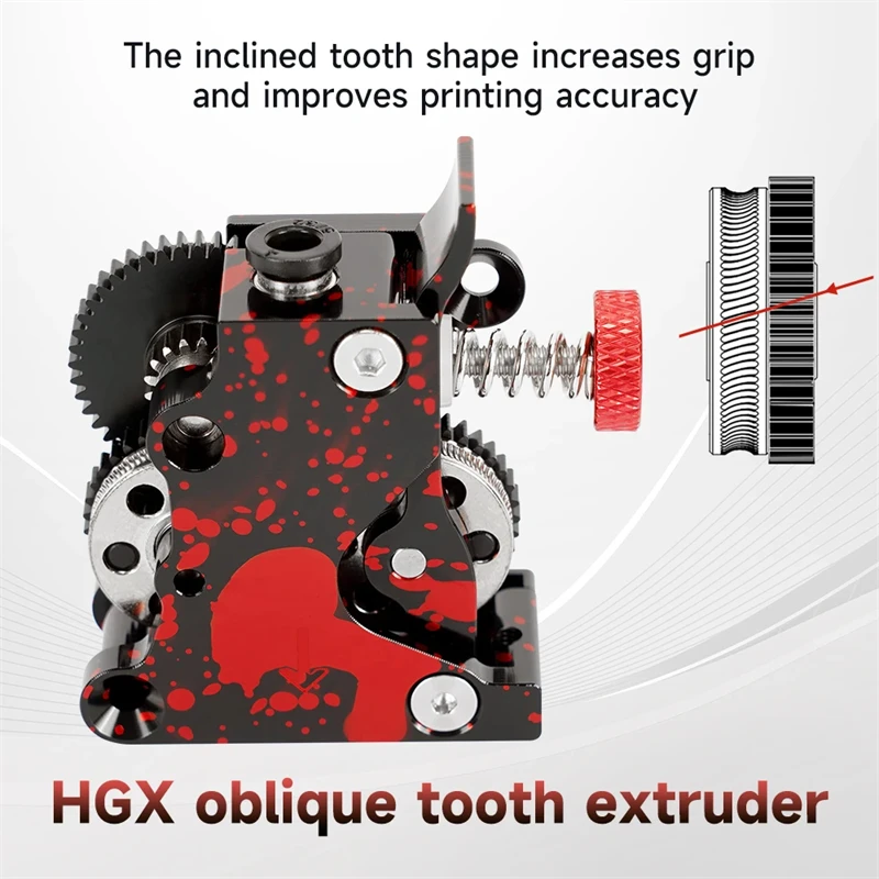 Extrusora hgx lite 2.0 atualizada, dente helicoidal, engrenagem grande, extrusora de acionamento pom, camuflagem de engrenagem dupla, todos os acessórios de impressora 3d de metal