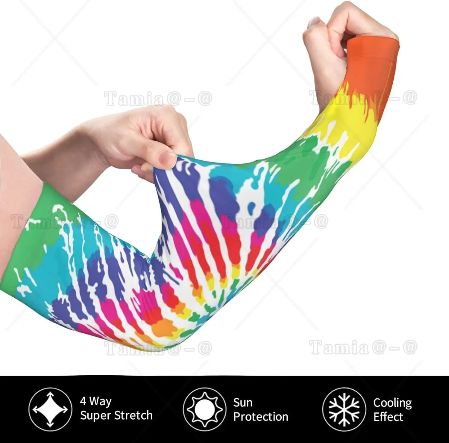ปลอกแขนมัดย้อมสีป้องกันรังสียูวี Sun Unisex Sport Ice Silk Sleeves