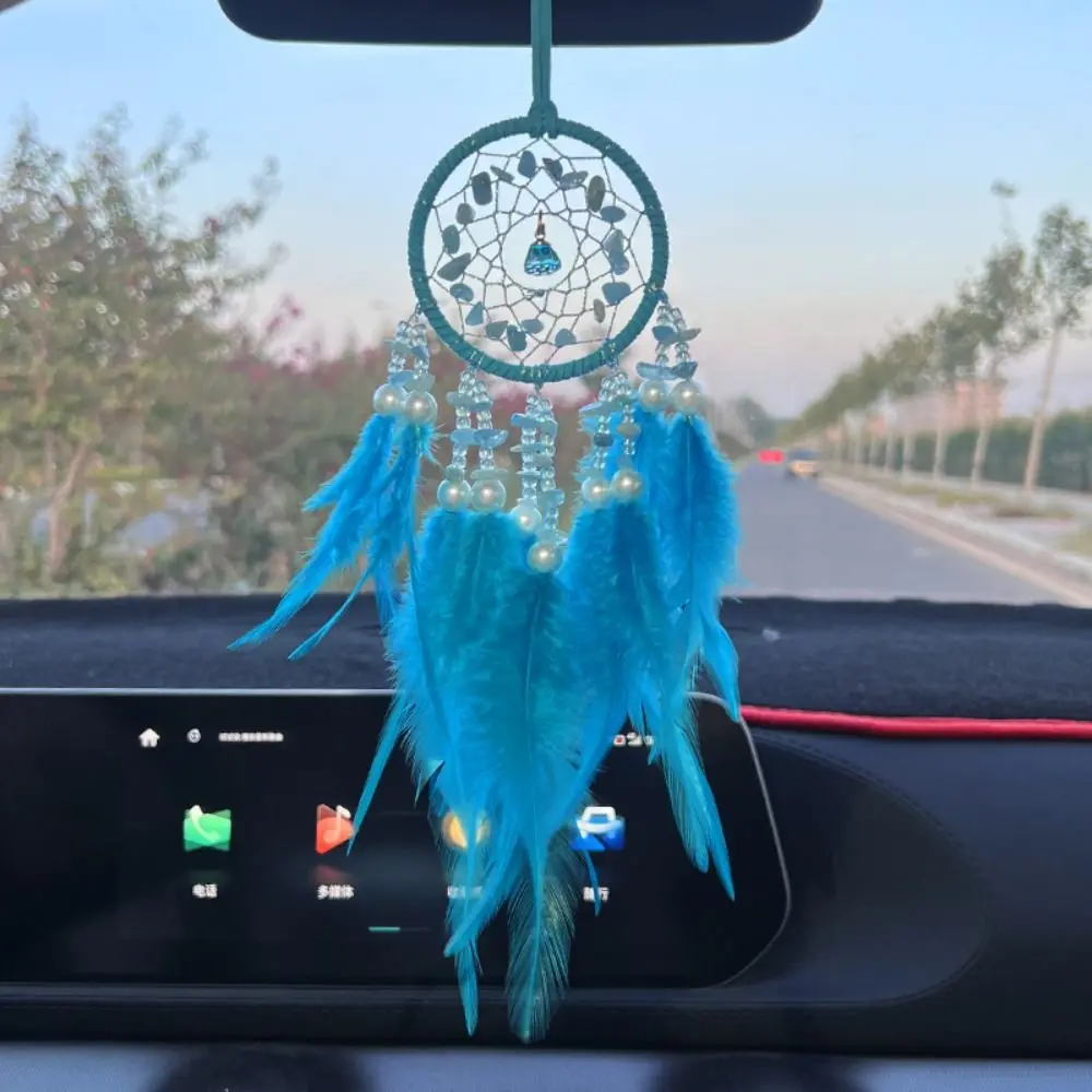 New Car Hanging Car Pendant Lucky Car Ornament Mini Dream Catcher Feather Car Mirror Pendant Car