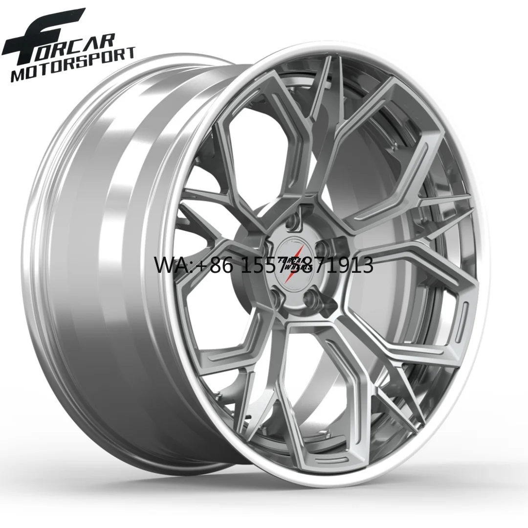 

Two-Piece Gloss Silver 16 17 18 19 20 21 22 Inch High Tech Alloy Forcar Forged Aluminum T6061 Custom Wheels Rims