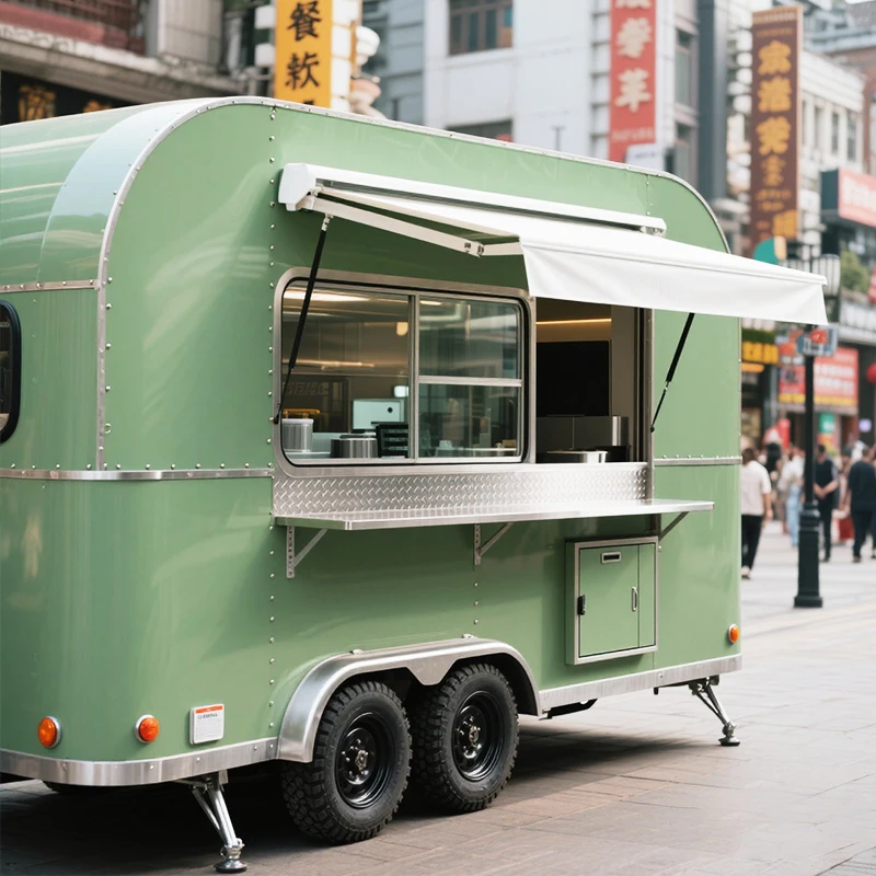 Design Fast Food Vending Cart Mobile Snack Food Truck Beverage Trailer Fully Equipped Food Cart  Stainless Steel Fast Cart