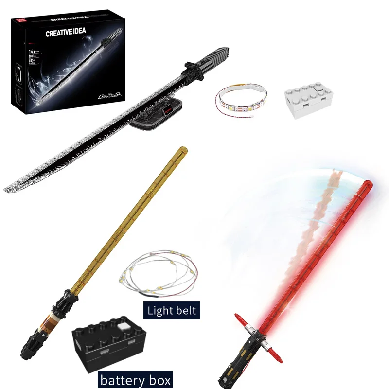 

Creative Sword MOC Building Blocks With LED Light Boys Assembly Saber 10238/10138Ornament 10140 Model Toys Bricks Holiday Gift