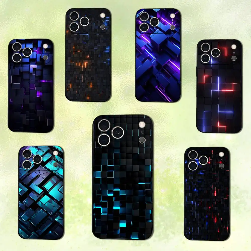 

Cool Style Art Blocks Phone Case For iPhone 14,13,17,12,11,16,15,Plus,Pro Max,XS,X,XR,SE,Mini,Soft Silicone Black Cover