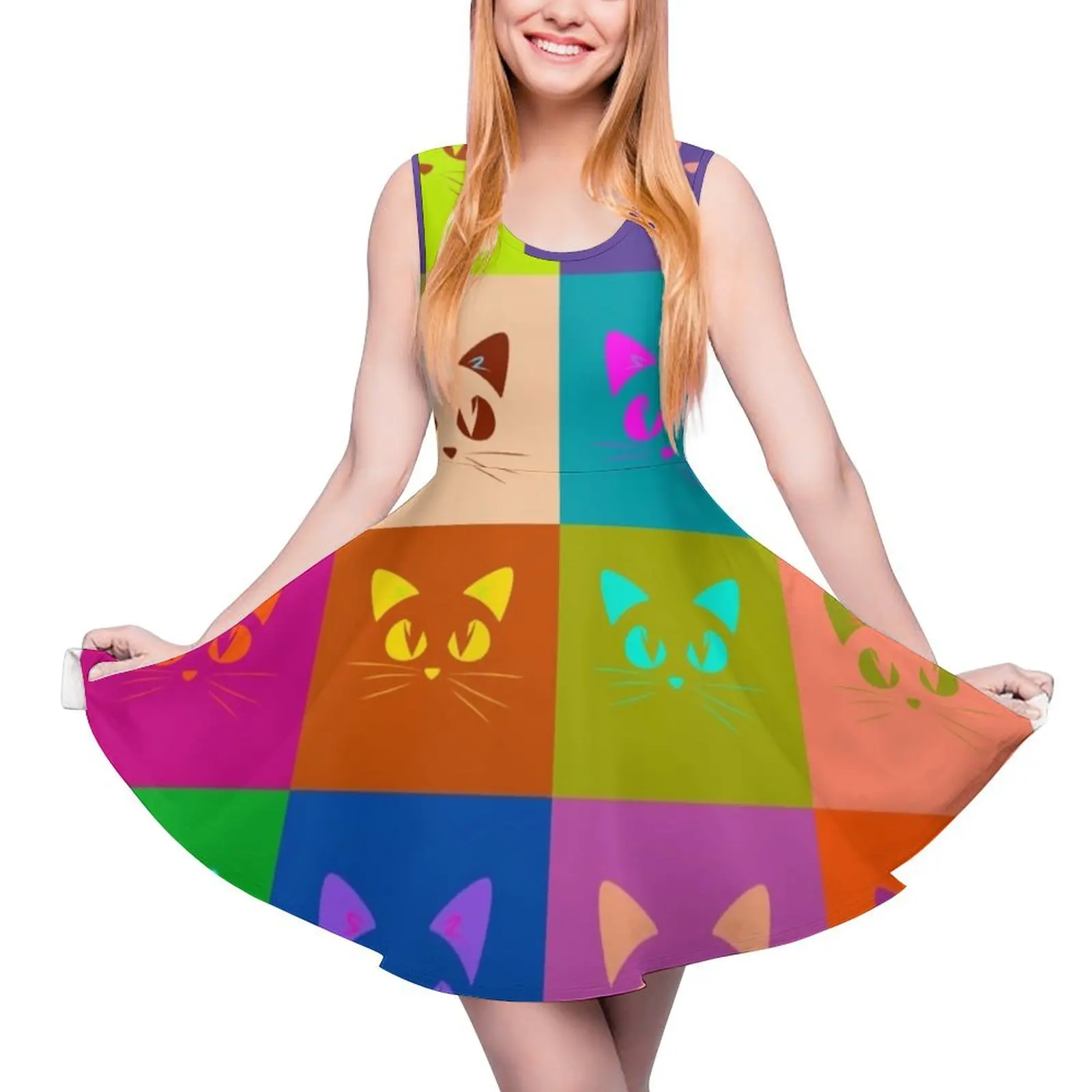 

cats pop art andy warhol style - best seller Sleeveless Dress Dress for girls Woman"s evening dress