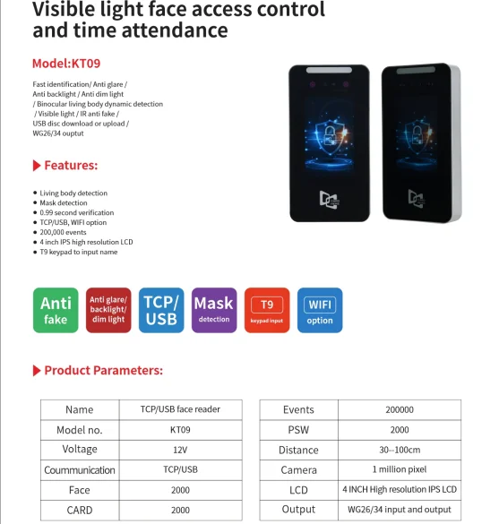 Aopu Gezichtsherkenning Time Bedienden Aanwezigheid Machine