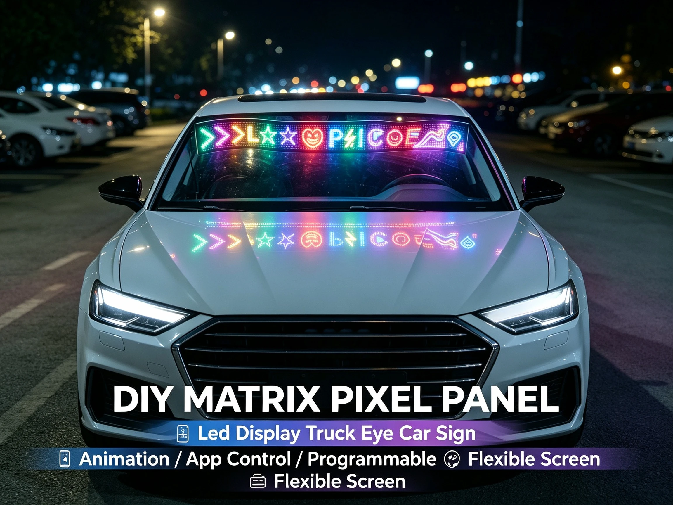 DIY Matrix Pixel Panel Led Display Truck Eye Car Sign Animation  App Control Programmable Flexible Screen