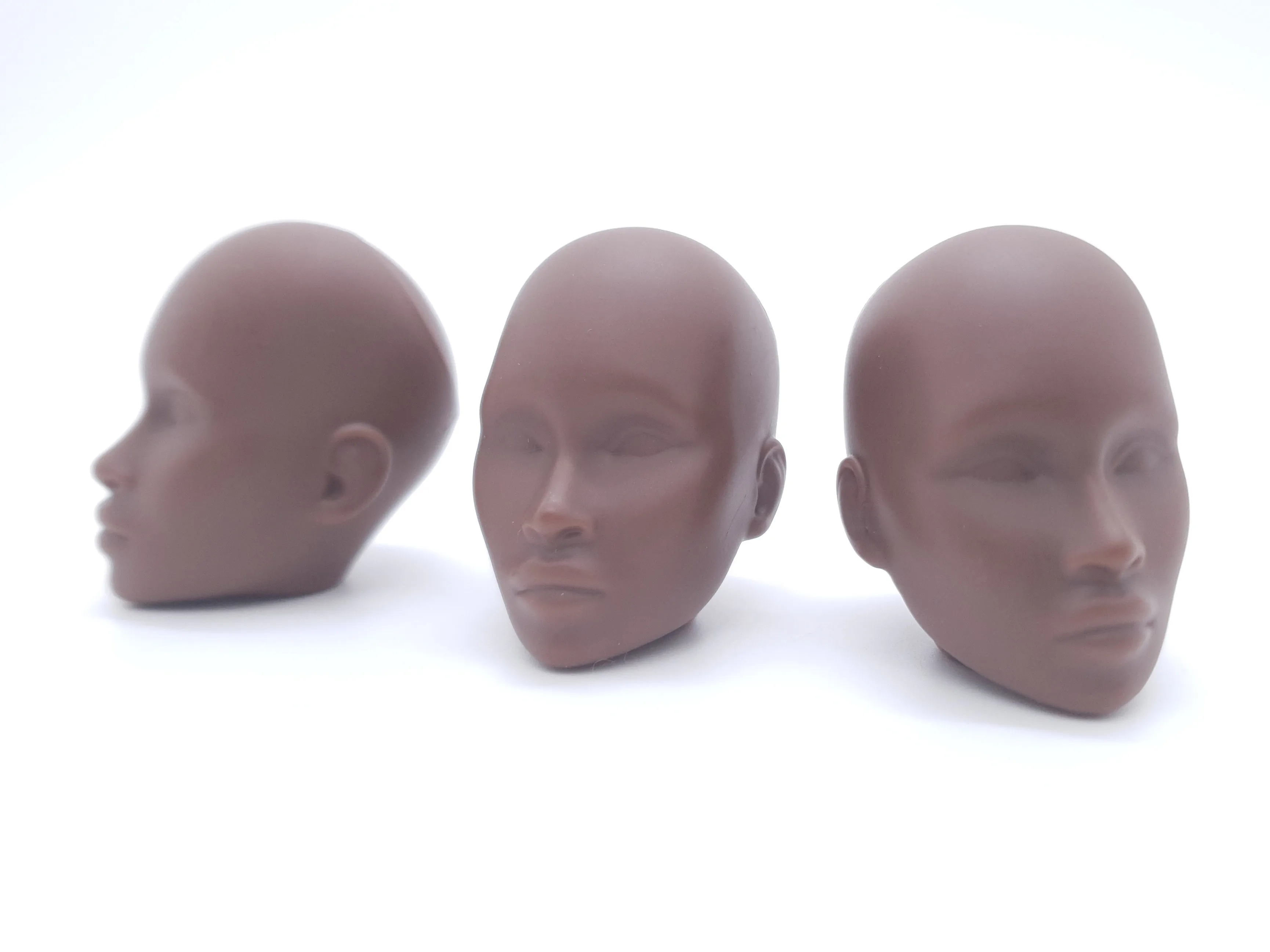 3pcs Fashion Royalty Adele Makeda Dark A skin Blank Face Without Hair Integrity 1/6 Doll Head For OOAK