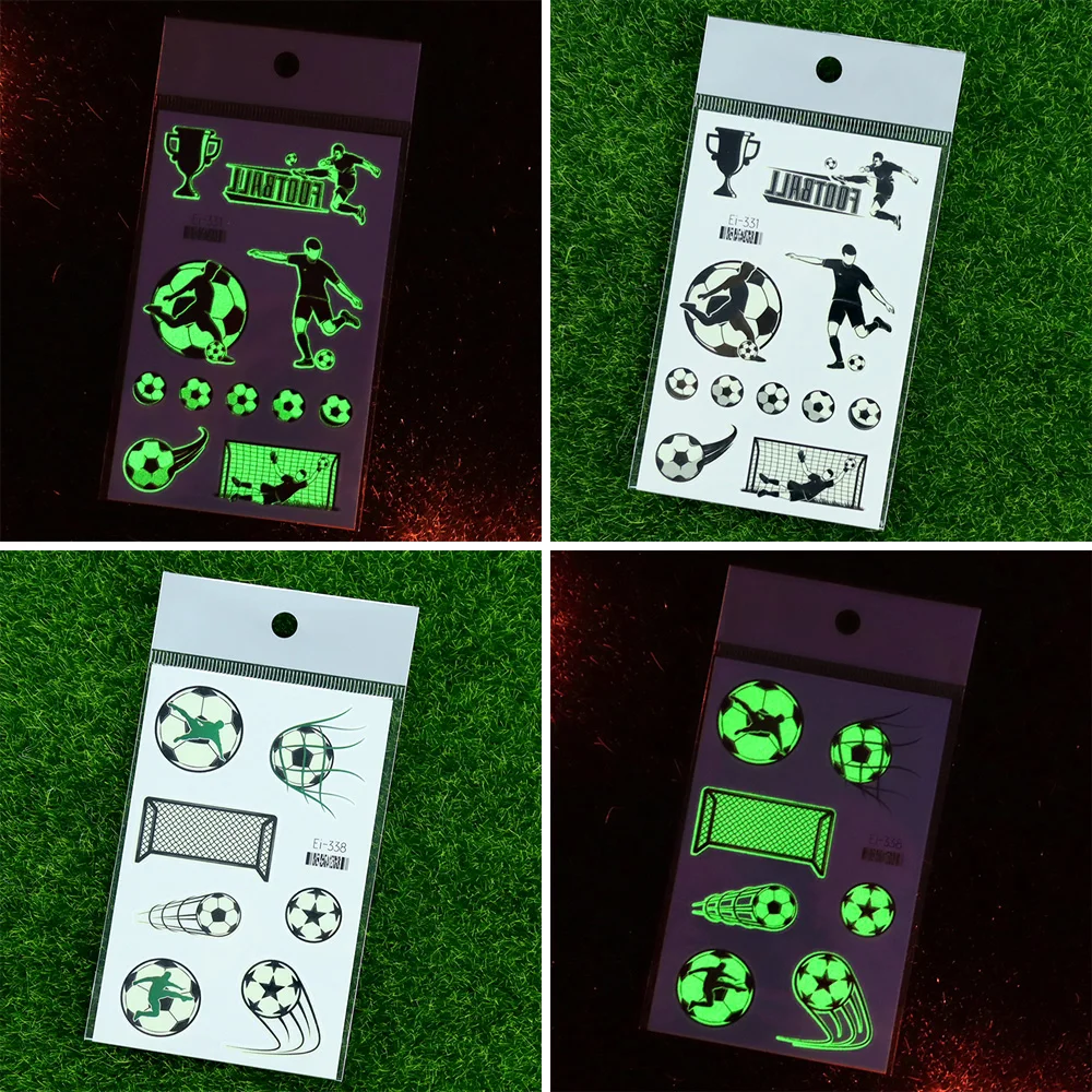 10 Blatt Fußball-Tattoos, Fußball, leuchtende temporäre Tattoos, die im Dunkeln leuchten, Fußball-Fußball-Fans, Party-Geschenk-Dekorationen – Detail 7