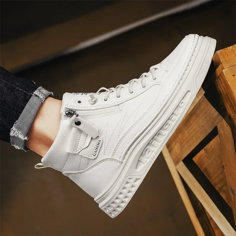 

Men Boots Winter High Top Leather Shoes Fashion Ankle Boots Business Casual Outdoor Shoes Male Sneakers New