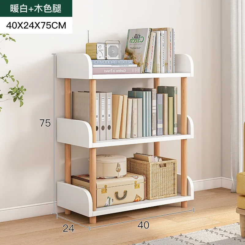 Wooden Open Bookcase - Modern Display Bookshelf with Top Edge and Solid Wood Frame for Home and Office, Storage Cabinet