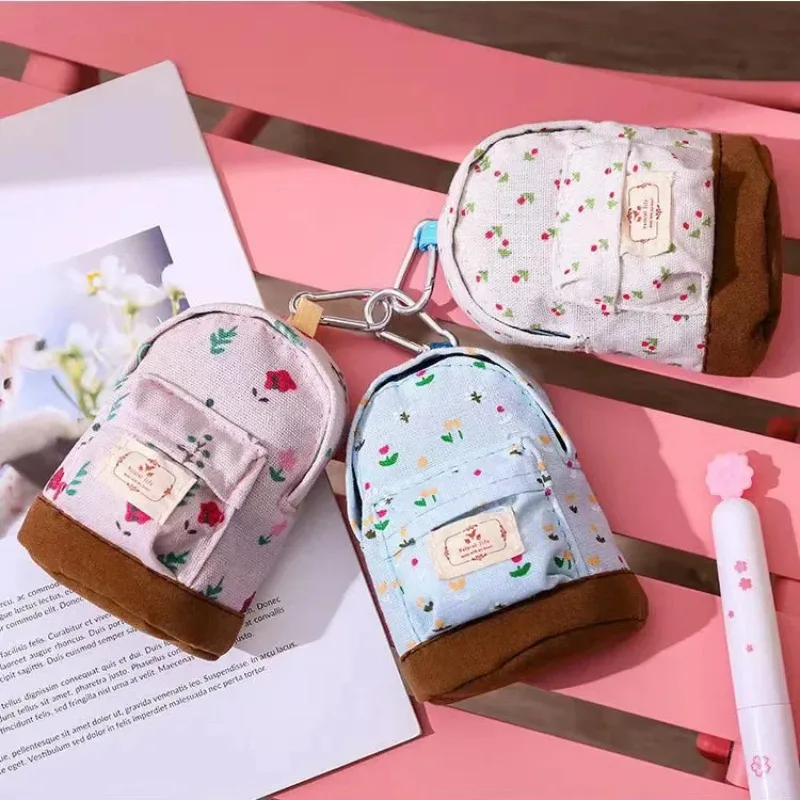 Fashion Canvas Fabric Women Small Coin Purse Wallet  Female Girls Kids Fresh Floral Zipper Coin Pouch Clutch Bag