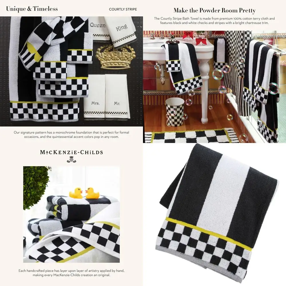 

Элегантное черно-белое полосатое банное полотенце для стильного декора ванной комнаты