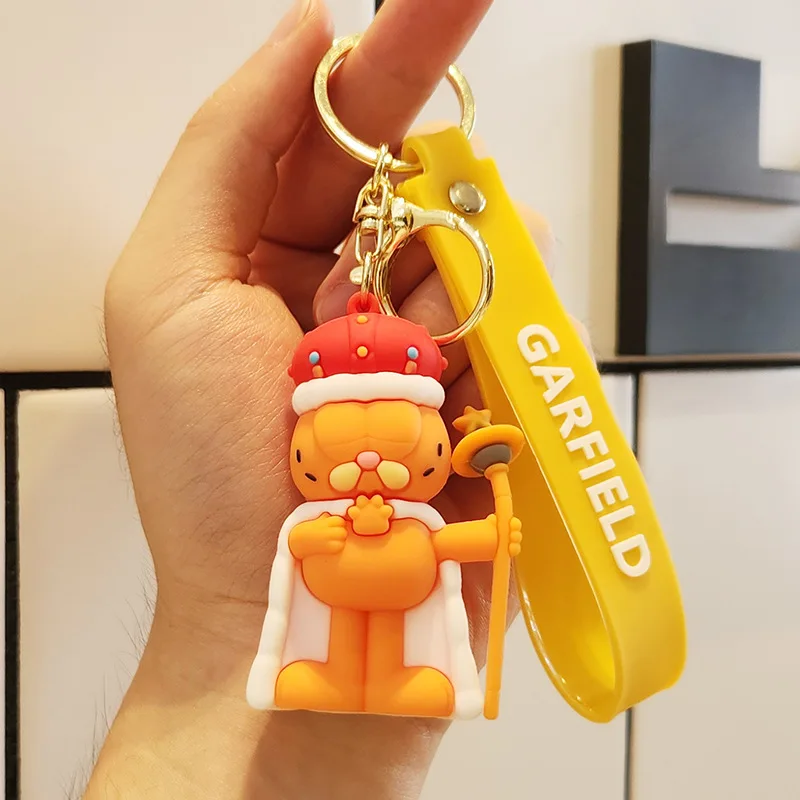 Cartoon Anime Image Garfield Keychain Creative Cross Dressing Doll Decoration Backpack Pendant Children\'s Festival Gifts Toys