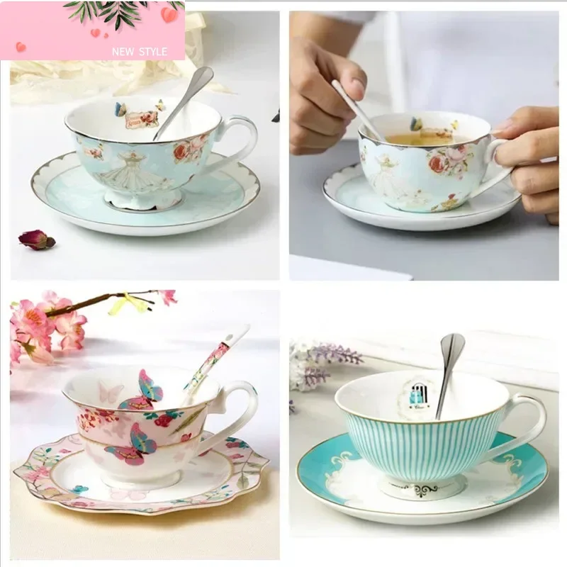 

Romantic European Coffee Cup Saucer Set, Creative Ceramic Cup, Advanced Valentine Flower Tea Teacup Gift, Porcelain Drinkware
