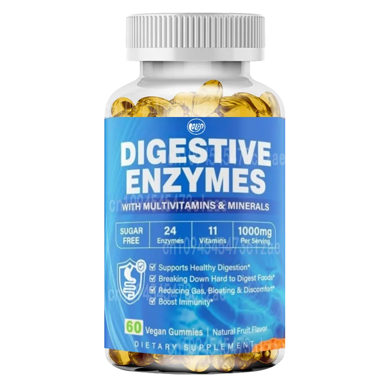 Digestive Enzyme Gummies, 900 Milligrams Mixed with All 24 Basic Chewing Enzymes - Break Down Carbohydrates, Proteins, Fats