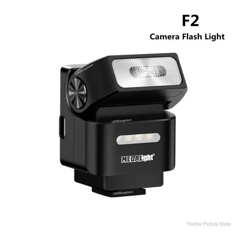 Medalight F2 كاميرا صغيرة قابلة للشحن ضوء فلاش Speedlite لكاميرات فوجي/سوني/نيكون/كانون/لايكا الرقمية فيلم DSLR