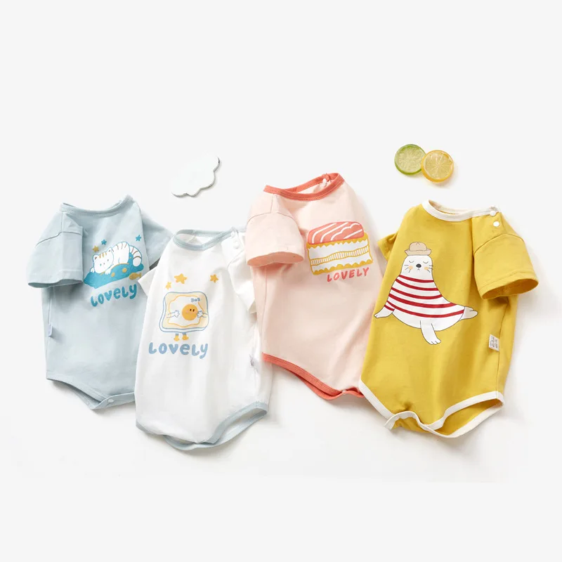 

Newborn Baby Bodysuit Summer Short Sleeve Babe Boy Girl Cartoon Printed Cotton Romper Lovely Infant Jumpsuit Toddler Rompers