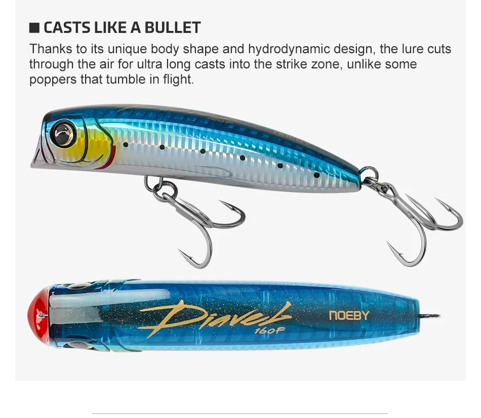 Noeby Tauch-Popper Angelköder 160mm 83g Schwimmender Popper Oberflächenwobbler für GT-Thunfisch-Königsfisch Topwater Big Game Angelköder – Detail 9