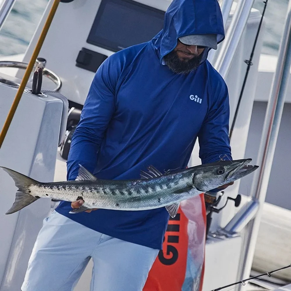 Letni mężczyzna z długim rękawem ochrona przed słońcem bluza z kapturem koszule wędkarskie Camisa De Pesca wydajność wędkarska lekkie koszulki odzież wędkarska