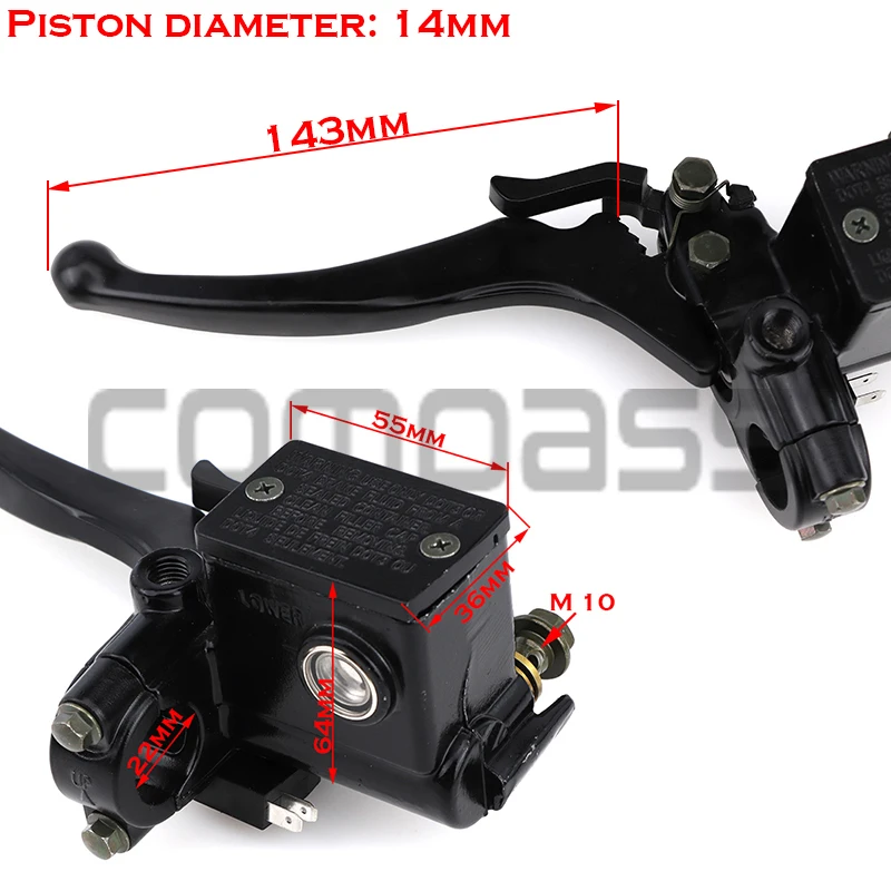 Handlebar Hydraulic Brake Lever With Parking Brake For 150-250cc GY6 ATV Quad Bike Parts 22mm Left /Right Front Master Cylinder