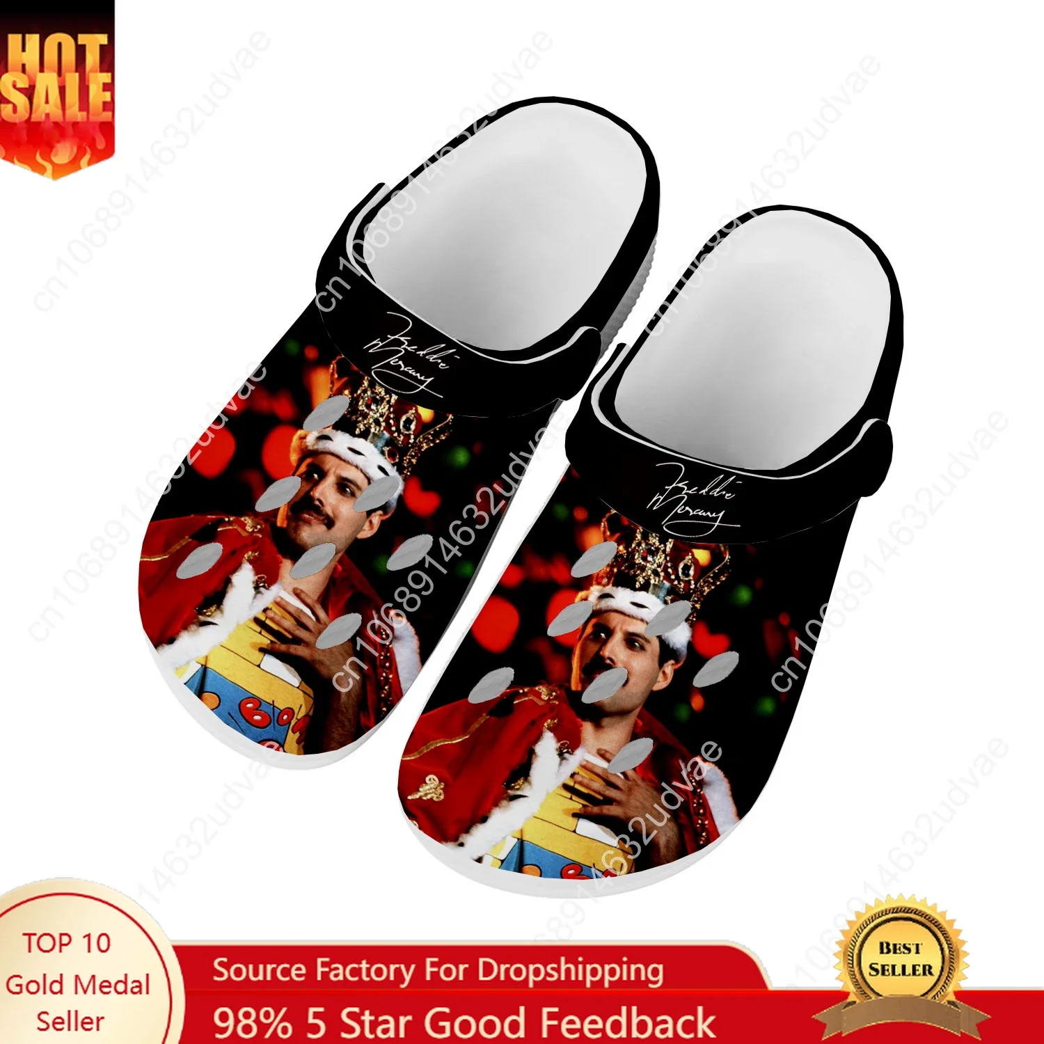 

Freddie Mercury Water Shoes Mens Womens Non-slip Fashion Home Garden Clogs Customizd Sandals Beach Breathable Hole Slippers