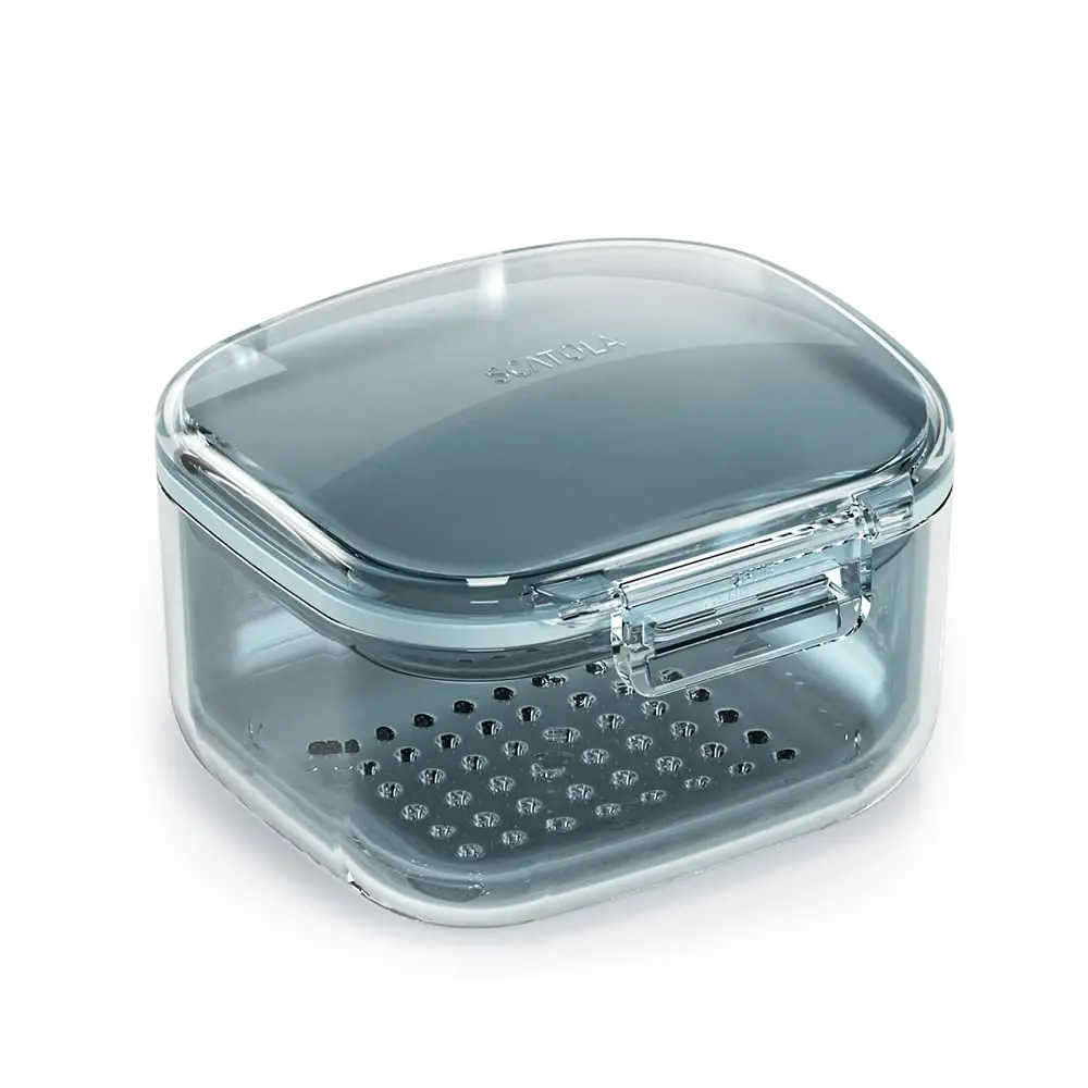 

Denture Case,Retainer Case,Denture Bath Box Cup with Strainer basket,Cute Denture Holder Storage Soak Container for Travel