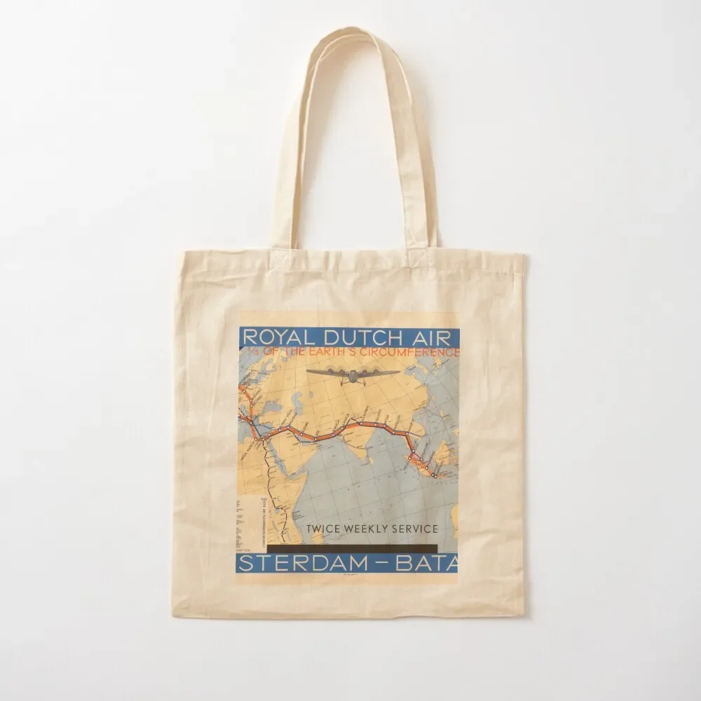 

1934 Vintage Poster. KLM Royal Dutch Airlines Amsterdam-Batavia Weekly Service. Tote Bag shopper bags eco bag folding Beach bag