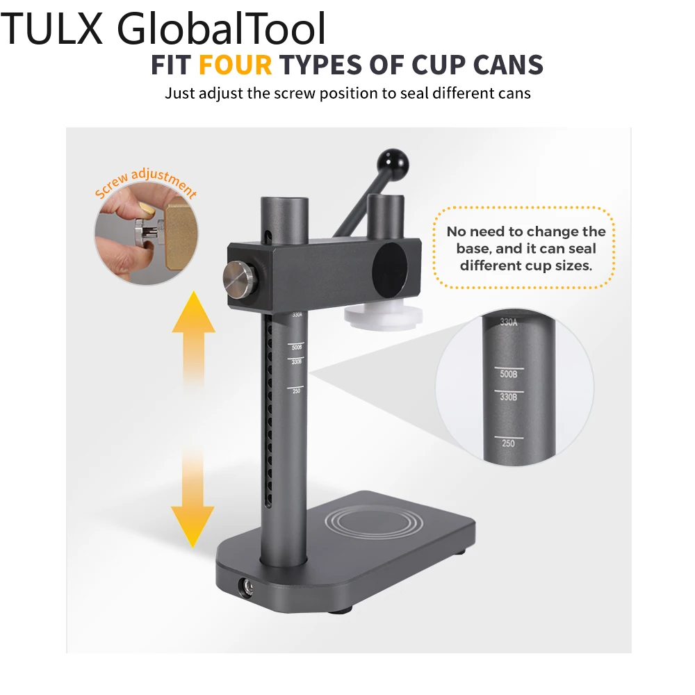 

TULX Manual Hand Press Can Sealing Machine for Plastic Beverage Cans Easy Operate Portable Stainless Steel Juice Bottles Sealer