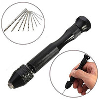 Mini Micro Aluminum Hand Drill 0.3-3.0mm with Keyless Chuck Rotary Tool and HSS Twist Drill Bits Set for Wood Drilling Manual