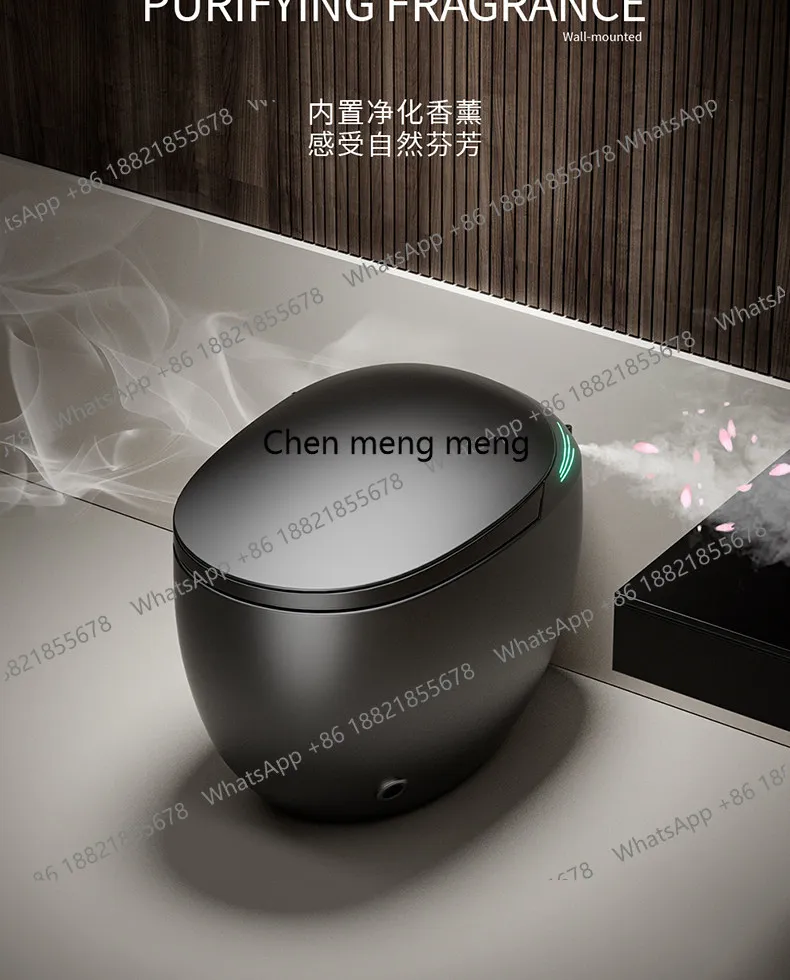 

Egg-shaped Smart Toilet Integrated Without Water Pressure Limit, Fully Automatic Round Electric Household Gun Gray Toilet