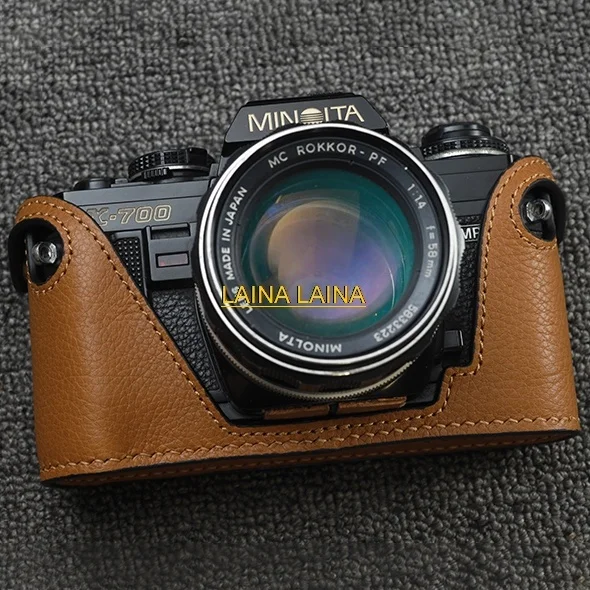 Funda protectora personalizada para cámara fotográfica, funda de cuero genuino de vaca para Minolta X-700 x300 XD XD7 XD5 XD11, base protectora