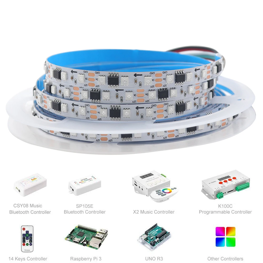 12V 24V RGB LED-Streifen Licht ws2811 adressierbare Traum farbe smd 0,5 96leds/m m 1m 2m 5m 5m leds flexible LED-Pixel lampe