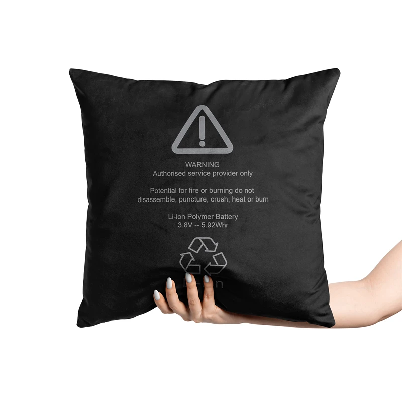 Swollen Battery Funny Print Pillow Cover, 45x45cm, Soft & Easy To Clean, Universal Pillowcase for Home, Travel & Office
