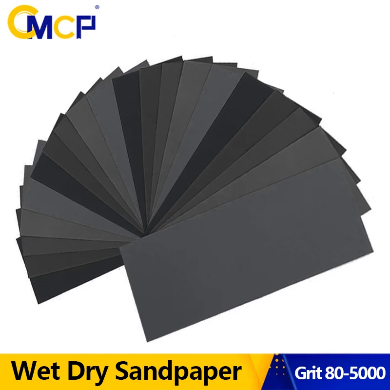 

CMCP 9x3.6 inch Wet Dry Sandpaper Grit 80-5000 Sandpaper Sheets Assortment For Wood Metal Polishing Automotive