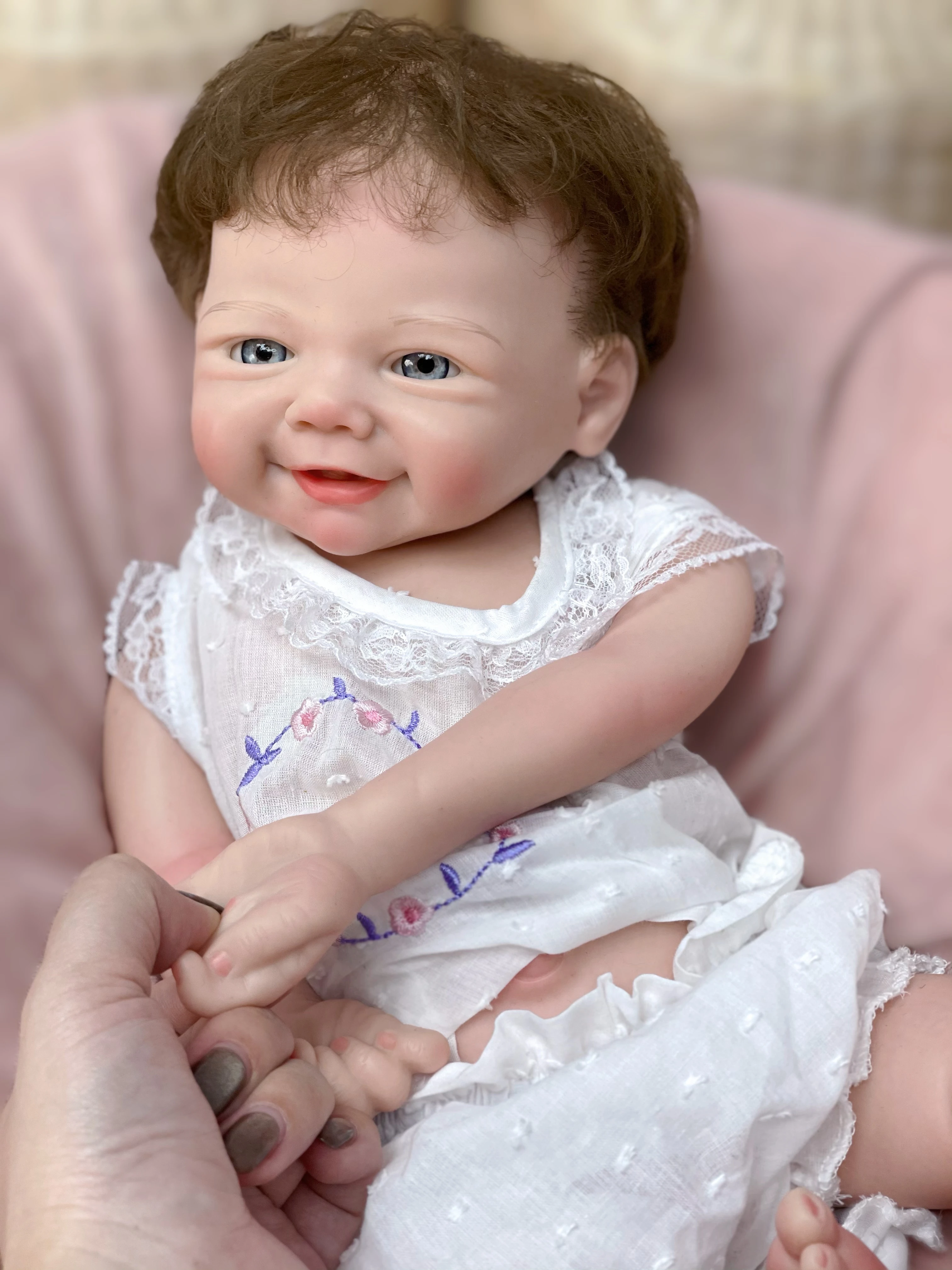 42CM Smile Girl Vivienne Bebe Reborn Full Soft Solid Silicone Reborn Doll Painted Baby Doll Toy For Kid Reborn Corpo De Silicone