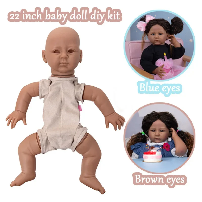 22Inch Black Skin Unfinished DIY Blank Reborn Doll Parts Unpainted Silicone Doll Kit