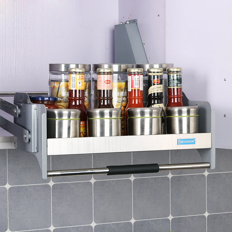 

Kitchen cabinet lifting basket seasoning Storage rack hardware elevator 202/304 stainless steel W36/46/56/66/71/76/86*D28*H44 cm